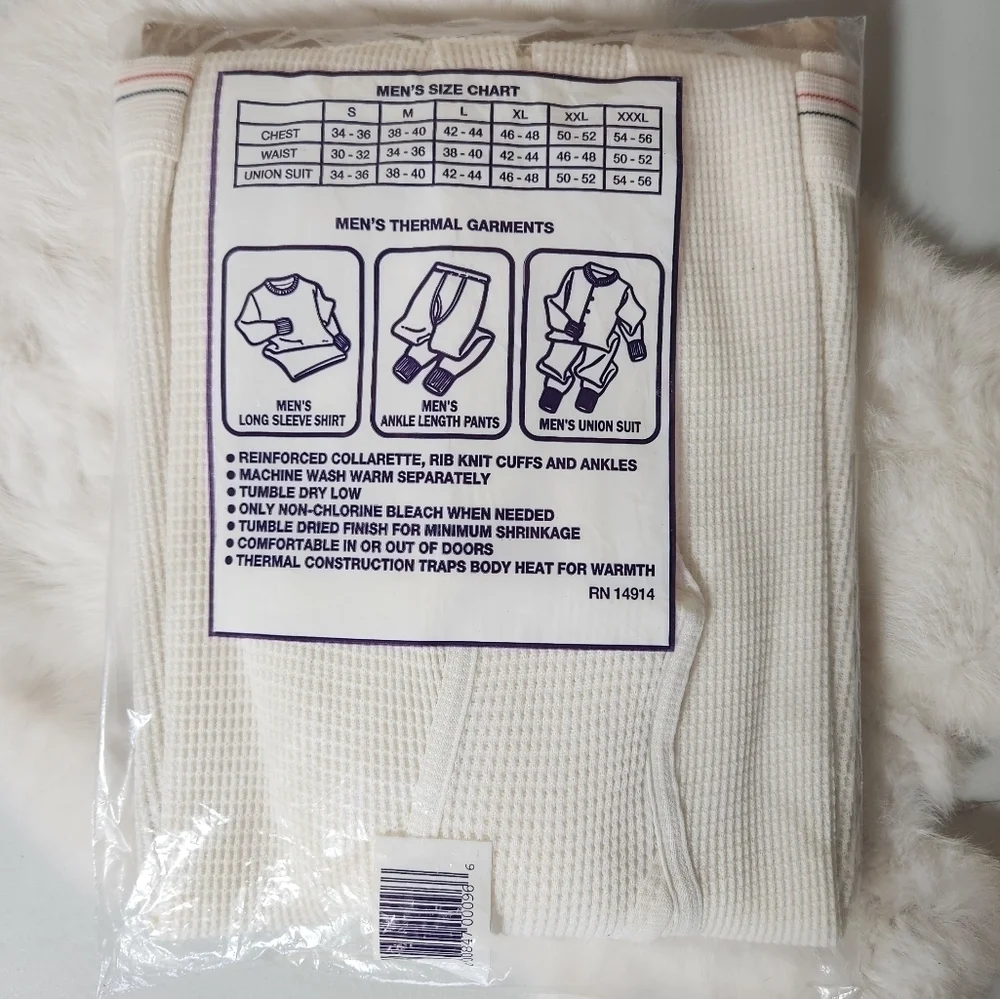 VTG 80s North Crest Mens Ankle Length Thermal Long John Underwear-Size XL (NIP)